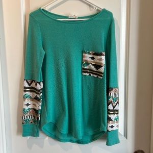 Boutique Turquoise sequin shirt